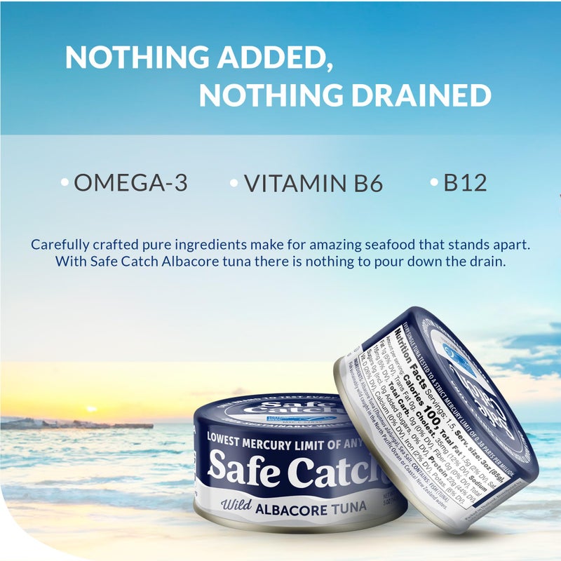 Safe Catch Wild Albacore Tuna Canned Low Mercury Can Tuna Fish Steak Gluten-Free Keto Food Non-GMO Kosher Paleo-Friendly High Protein Every Can Of Tuna Is Tested No Water Oil Tuna, Pack of 6 5oz - Image 4